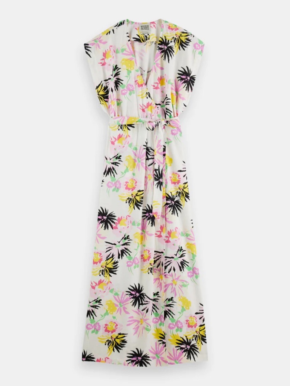 Scotch & Soda Park In Bloom White Floral Belted Maxi Dress Size L 38